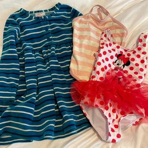 Hanna Andersson bundle of dress and swimsuit plus freebie Minnie one size 4